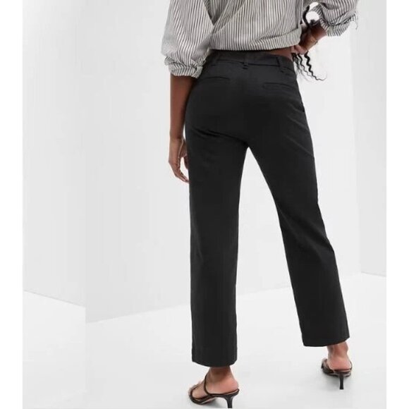 NWT Gap Factory Mid Rise Girlfriend Khaki Pants 12 Black A593 - Picture 2 of 4